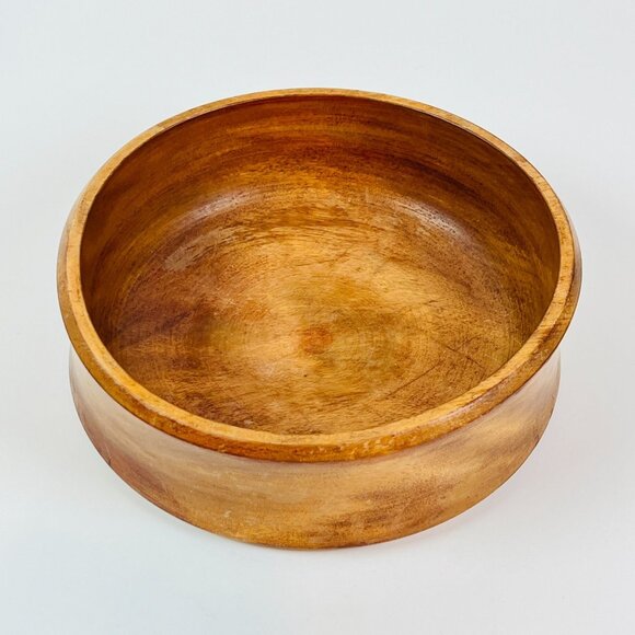 Handcrafted Wooden Bowl 10" Diameter Vintage Charm Rustic Décor Stained Hardwood - Picture 1 of 8